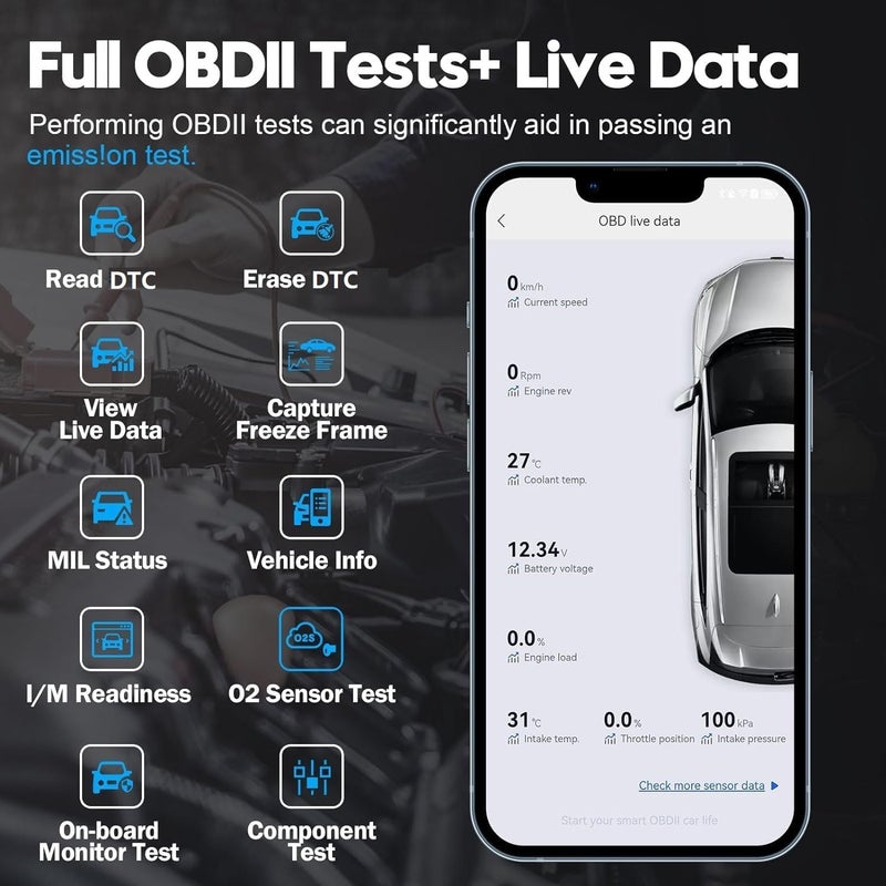 XTOOL Advancer AD20 Pro Wireless OBD2 Scanner Diagnostic Tool, Car Code Reader for iPhone & Android, All System Scan Tool with Free Updates - Check Engine, Oil Reset, Performance Test, Battery Test - Image 4